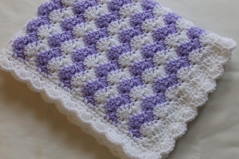 Crochet baby blanket Baby Girl blanket Lavender Waves Car seat/Stroller/Travel blanket Baby girl shower gift Baby blanket image 4