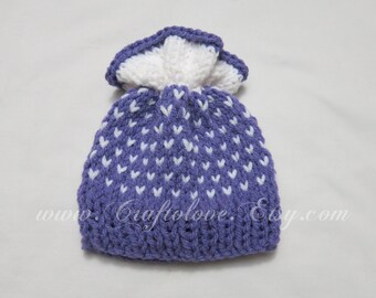 Knit baby hat - Baby Girl Hats - Knit baby girl hat Lavender/White- Baby Girl Beanie - CHOOSE YOUR SIZE - Photography props