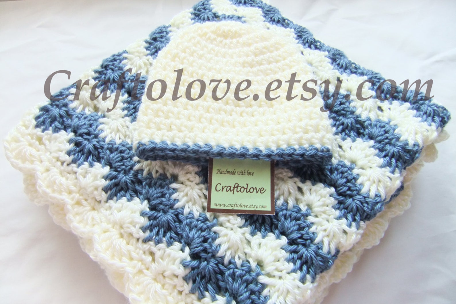 Baby Boy Shower Gift Set Crochet Baby Blanket Baby Boy Etsy