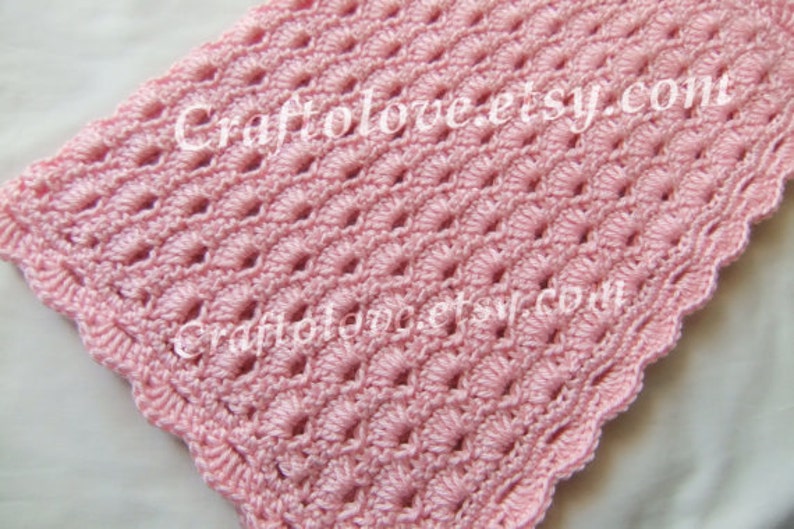 Baby Girl Blanket Crochet Baby Blanket Pink Arch Shells Stroller/travel