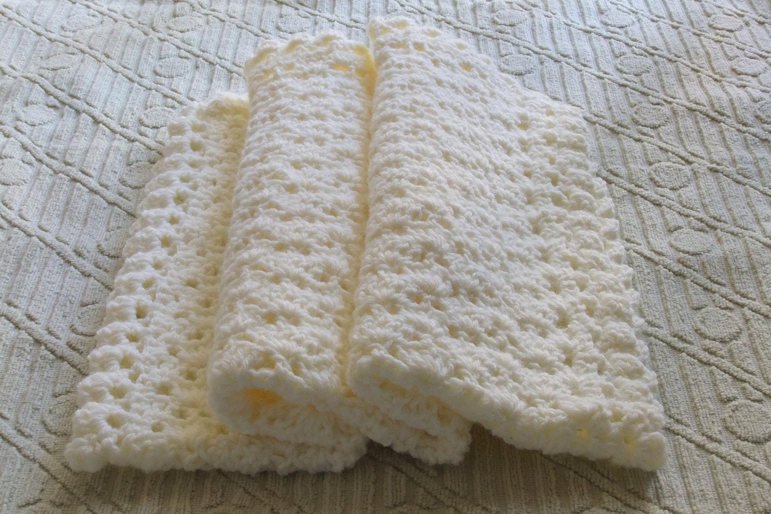 Crochet Baby Blanket Baby Boy Blanket Baby Girl Blanket Offwhite