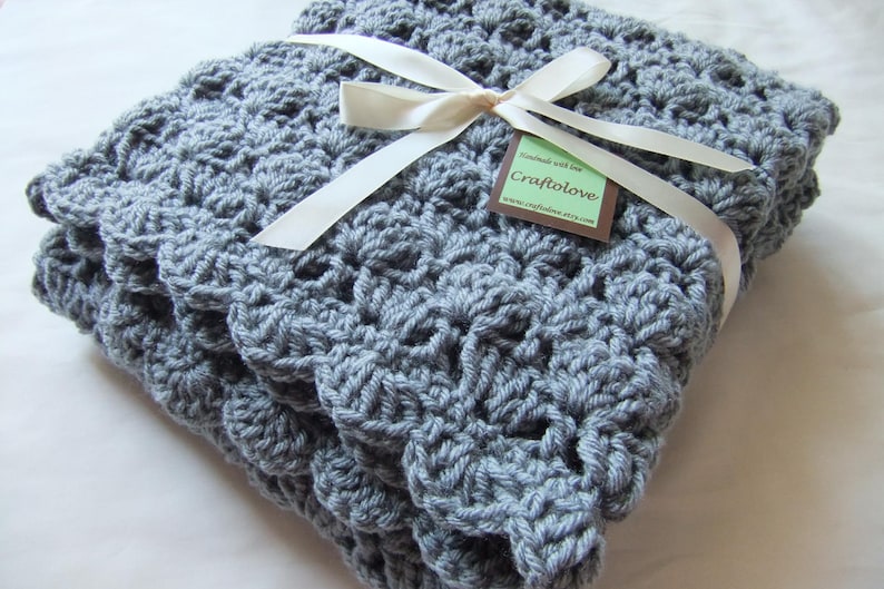 Baby Girl Blanket Crochet baby blanket WhitePink Shell Waves StrollerTravelCar seat blanket-Baby girl shower gift Baby blanket