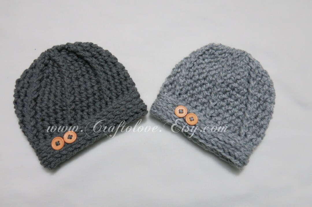 Crochet Baby Hat Pewter Grey/light Grey Baby Boy Hat Set of Etsy