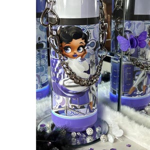 Purple Cartoon Diva – LED Base & Chain Strap – 20oz Speaker Cup