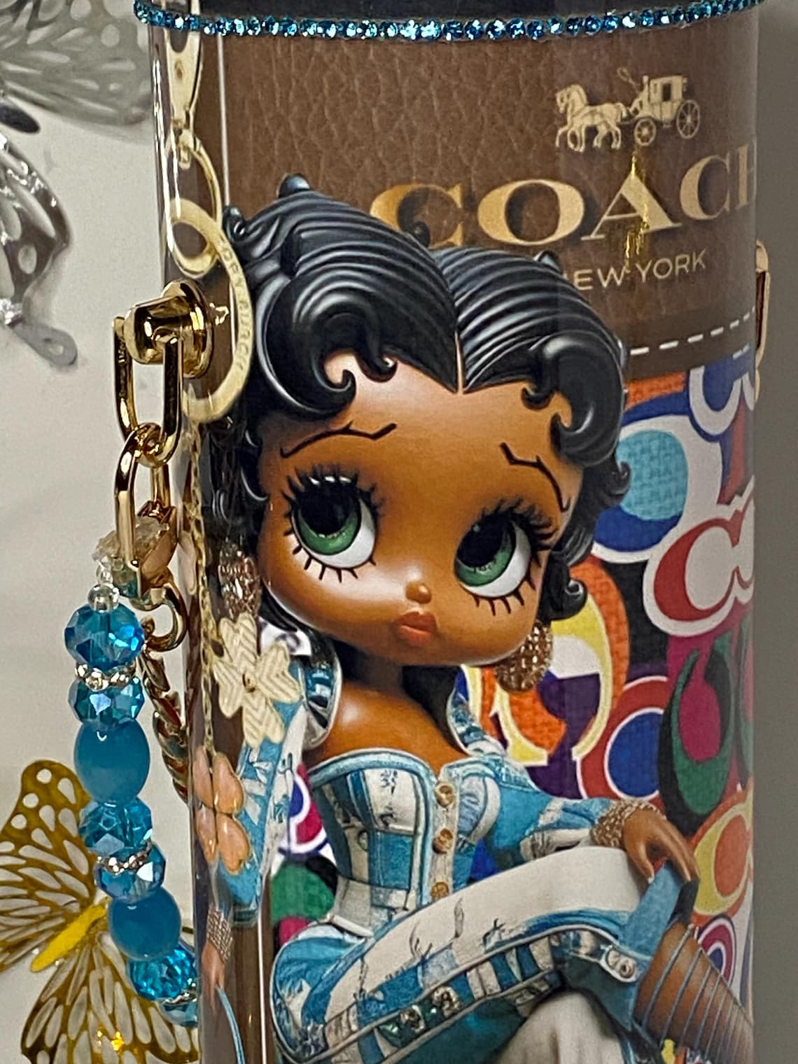 Betty Boop Designer Coach Tumbler Purse 20 Oz W/ Detachable Link Chain ...