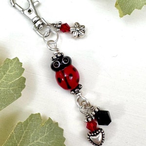 Cute Red Ladybug Zipper Pull, Bug Purse Clip, Bag Charm, Lady bug Purse Pull, Ladybugs, Backpack Clip, Ladybird Charm, Good Luck Charm