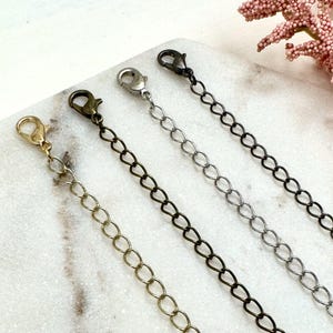 Necklace Extender Chain, Gold Toned, Antiqued Brass, Silver Toned, Gunmetal, Extension Chains, Bracelet, Anklet, Your Choice of Color