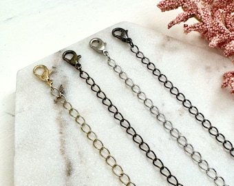 Necklace Extender Chain, Gold Toned, Antiqued Brass, Silver Toned, Gunmetal, Extension Chains, Bracelet, Anklet, Your Choice of Color