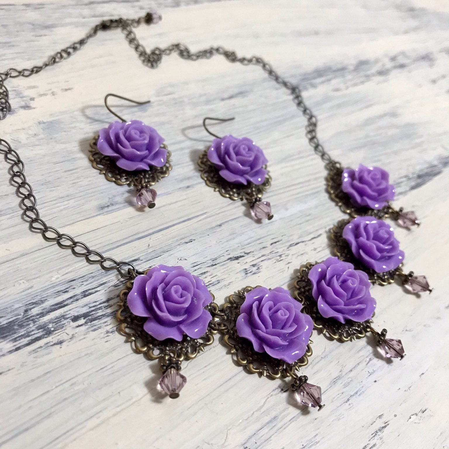 Buy Bright Purple Rose Pendant Simple Rose Necklace Purple Rose Necklace  Bridesmaid, Wedding Jewelry Polymer Clay MADE to ORDER Online in India -  Etsy