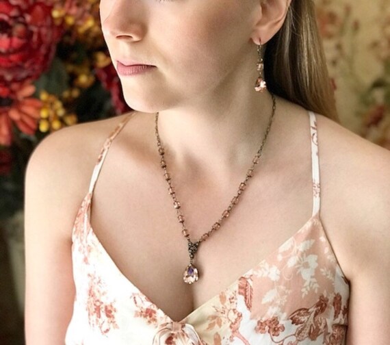 Peach Cascade Elegance Necklace Set