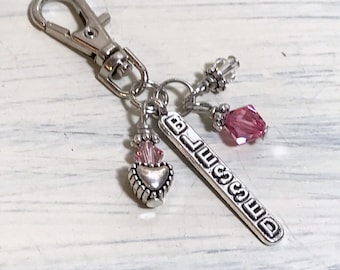 Blessed Zipper Pull, Zipper Charm, Bag Clip, Purse Pull, Purse Charm, Backpack Charm, Jacket Charm, Positive Word Charms, Religious Charm