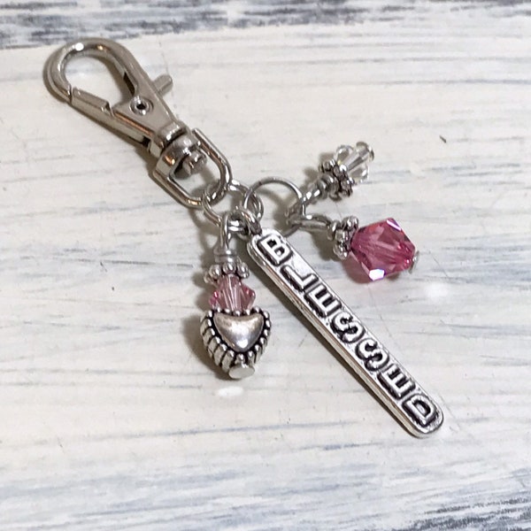 Blessed Zipper Pull, Zipper Charm, Bag Clip, Purse Pull, Purse Charm, Backpack Charm, Jacket Charm, Positive Word Charms, Religious Charm