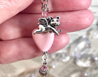 When Pigs Fly Pink Heart Zipper Pull, Mother's Day Gift, Pink Pig Zipper Pull, Bag Pull, Pig Charm, Piggy Purse Charm, Backpack Charm