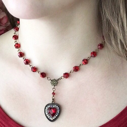 Big Scarlet Red Heart Pendant Womens 