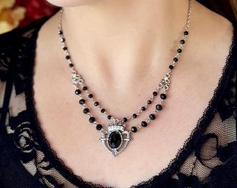 Heart and Crown Necklace, Eternal Love, Vintage Style, Victorian