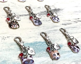 Cat Zipper Pull: Kitty, Animal Charm, Belt Bag, Purse Clip, Backpack Decoration