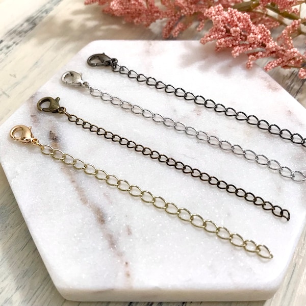 Necklace Extender Chain, Gold Toned, Antiqued Brass, Silver Toned, Gunmetal, Extension Chains, Bracelet, Anklet, Your Choice of Color