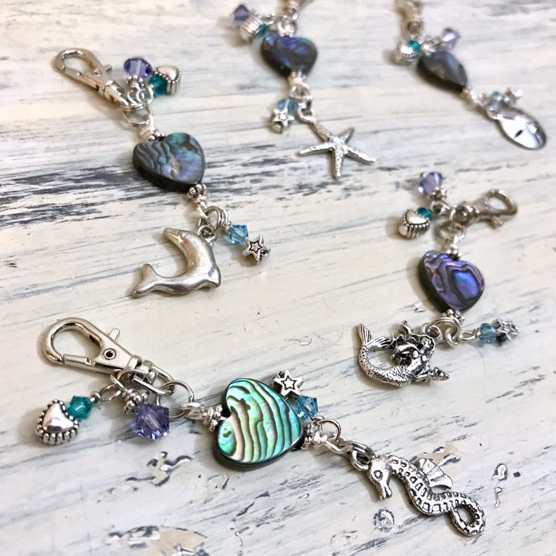 Sea Life Abalone Heart Shell Zipper Pull, Mermaid, Starfish, Seahorse ...