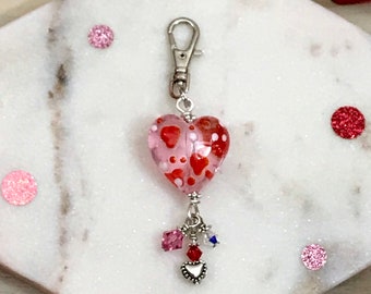 Big Valentine Pink Heart Zipper Pull, Pink Heart Bead, Purse Pull, Bag Clip, Backpack Charm, Purse Charm, Love One Another, Love Always Wins