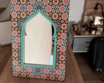 Decorative mirror with Moroccan zellij patterns. Decorative mirror with Moroccan zellij patterns. Morocco culture at your home.a wonderful gif
