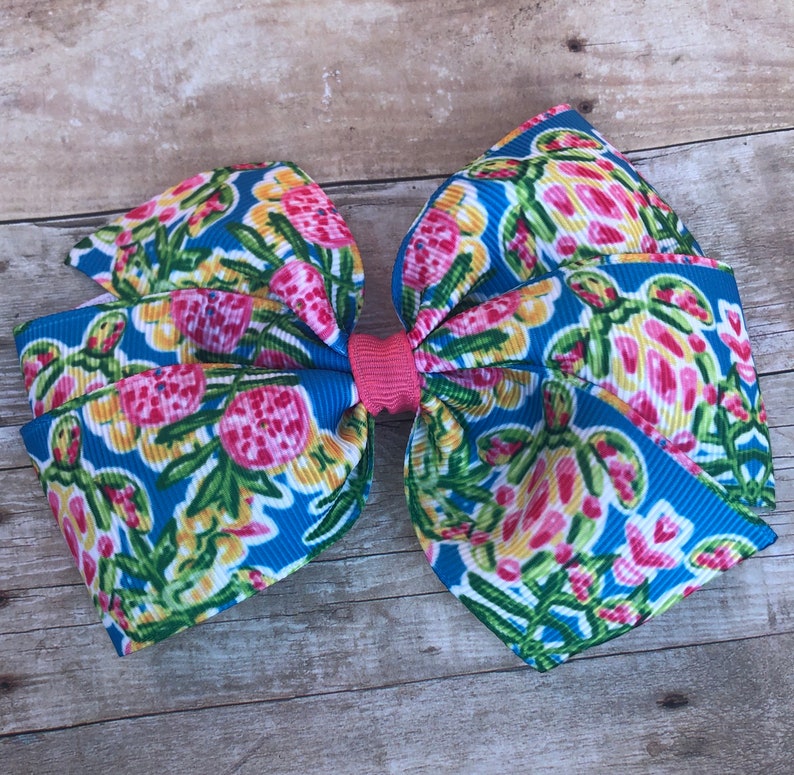 tropical kids accessory resort hair girl Pink Sea Turtles Print Bow by Cheryl/'s Bowtique beach teen cruise