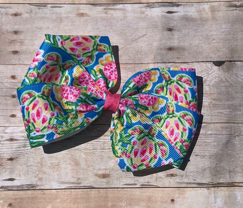 tropical kids accessory resort hair girl Pink Sea Turtles Print Bow by Cheryl/'s Bowtique beach teen cruise