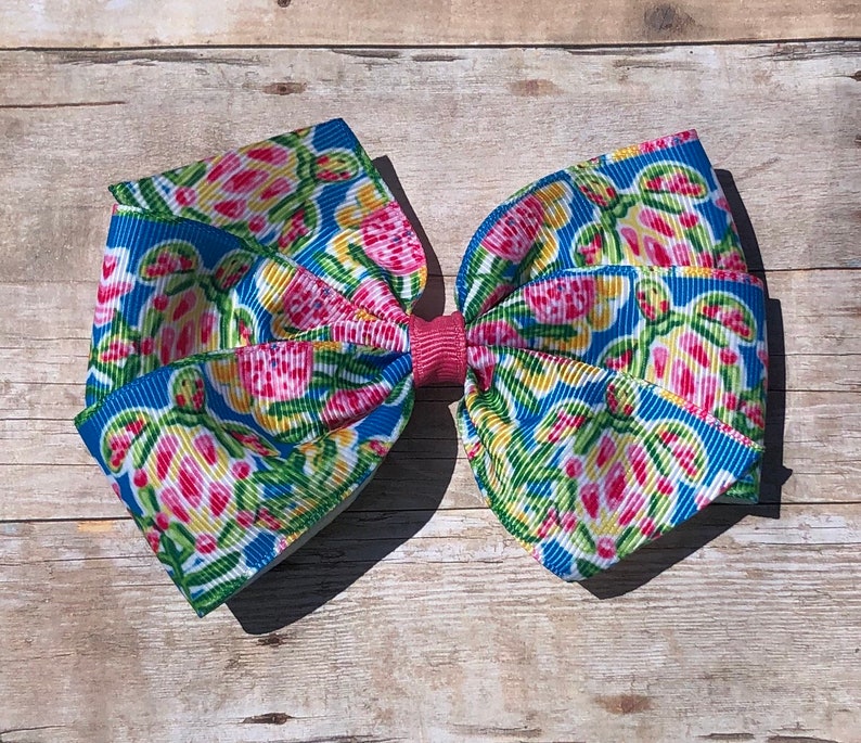 tropical kids accessory resort hair girl Pink Sea Turtles Print Bow by Cheryl/'s Bowtique beach teen cruise