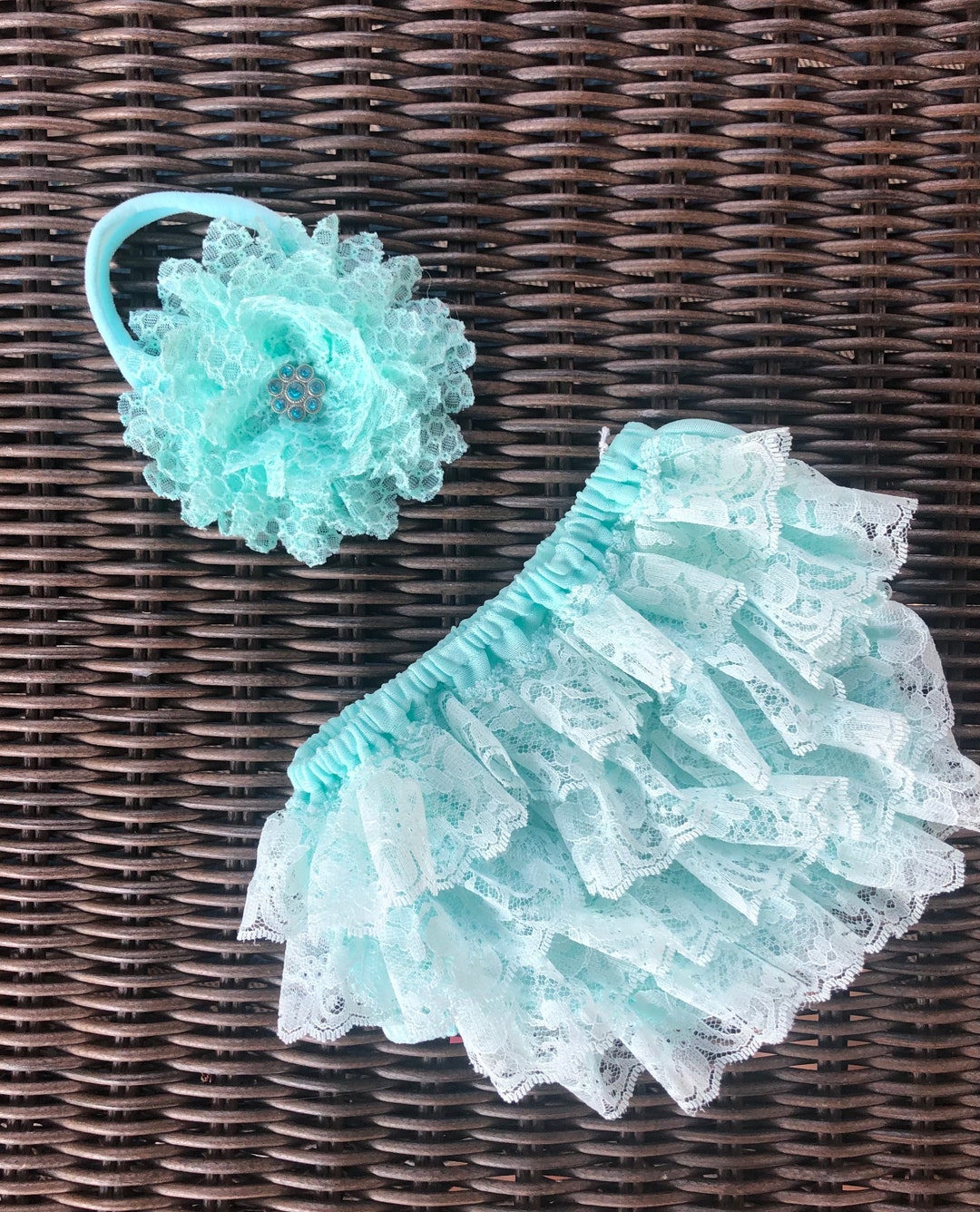 Aqua Bloomer Set Baby Girl Ruffle Diaper Cover Photos Etsy