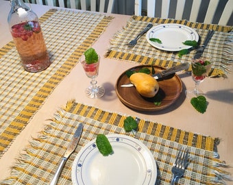 Vintage automnal table runner and doilies for two