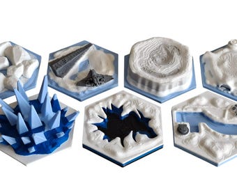 Battle of Hoth Hexes 3D single board version tokens markers 36 pieces