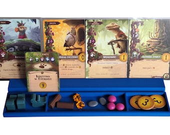 Board Game Card Holder Organizer with Token Tray | 2 Row Card Stand | 3D Printed Tabletop Organizer