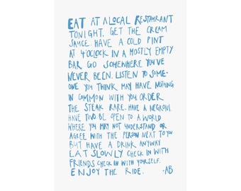Stylistic Modern Print - Anthony Bourdain - Enjoy The Ride [Blue]