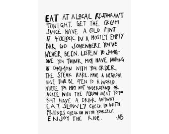 Stylistic Modern Print - Anthony Bourdain - Enjoy The Ride [Black]