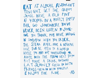 Stylistic Modern Print - Anthony Bourdain - Enjoy The Ride [Blue]