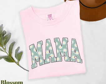 Comfort Colors® Floral Mama Shirt, Retro Mama Shirt, Cute Mama Gift, Mother's Day Gift, New Mom Shirt, Mama Flower Shirt, Gift for Mom