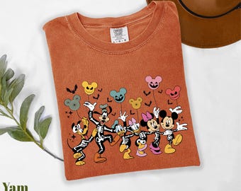 Comfort Colors® Mickey and Friends Halloween Party Shirt, Disney Squad Skeleton Costume Tee, Disneyland Halloween Shirt, Halloween Group Tee