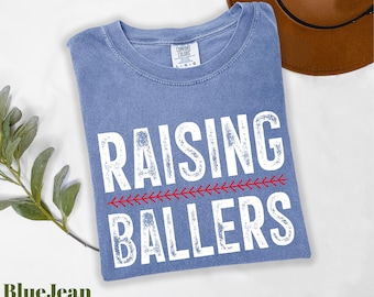 Comfort Colors® Raising Ballers Shirt, Baseball Mom Shirt, Game Day Shirt, Baseball Lover Mom, Baseball Season Shirt, Retro Baseball Tee