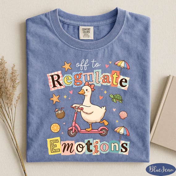 Off To Regulate Emotions Shirt, Summer Goose Shirt, Therapist Gift, Mental Health Shirt, Comfort Colors® Summer Vibes Tee, Positivity Shirt