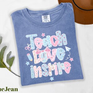 Comfort Colors® Teach Love Inspire Shirt, Preppy Teacher Shirt, Back to School Shirt, Teacher Life Shirt, Teacher Appreciation