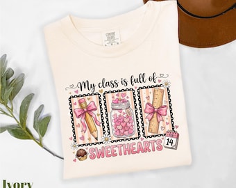 Camiseta Comfort Colors® "Mi clase está llena de amores", apreciación al profesor, camiseta retro para el profesor, vida docente, regalo bonito para el profesor
