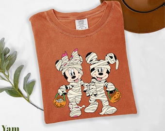 Comfort Colors® Mickey and Minnie Mummy Shirt, Disney Halloween Shirt, Mickey Mouse Halloween Party Shirt, Minnie Mouse Halloween Shirt