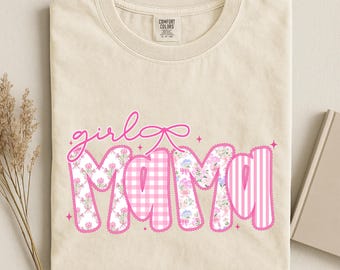 Comfort Colors® Girl Mama Shirt, Mama Coquette Shirt, New Mama Gift, Retro Mama Shirt, Pregnancy Gift, Mother's Day Gift, Floral Mama Shirt