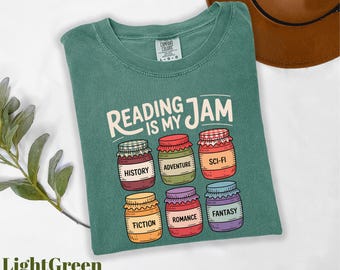 Comfort Colors® Reading Is My Jam Shirt, Reader Shirt, Book Lover Gift, Bookworm Shirt, Book Club Shirt, Reading Shirt, Librarian Shirt