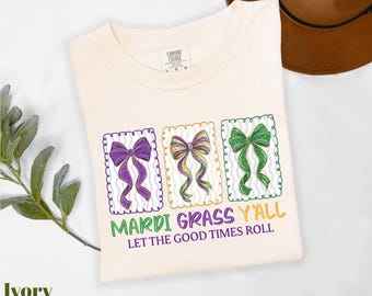 Camiseta Comfort Colors® Mardi Gras Y'all, camiseta Let The Good Times Roll, ropa para festivales, camiseta de carnaval Mardi Gras 2026, camiseta del Martes de Carnaval