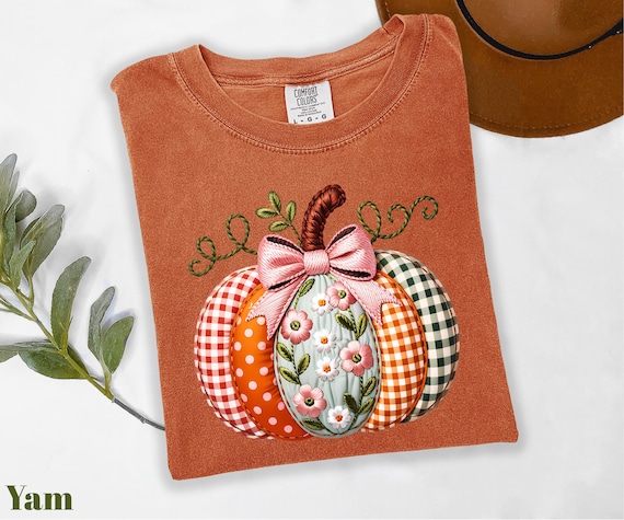 Comfort Colors® Patchwork Pumpkin Shirt, Pumpkin Season Shirt, Checkered Pumpkin Shirt, Floral Pumpkin Shirt, Thanksgiving Shirt