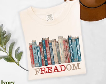 Comfort Colors® fREADom Shirt, Banned Books T-Shirt, Librarian Shirt, Bookish Shirt, Freedom for Banned Books, Bookworm Gifts