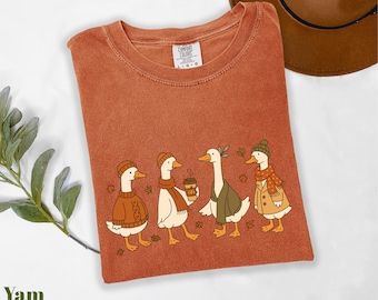Comfort Colors® Fall Goose Shirt, Silly Goose Shirt, Thanksgiving Shirt, Thankful Goose Shirt, Goose Coffee Shirt, Thanksgiving Gift