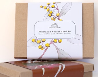 Box Set of 12 Australian Native Any Occasion Cards - Eco Friendly - Blank Inside