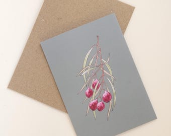 Quandong on Slate - Australian Native Any Occasion Greeting Card - Eco Friendly Hand Made Gift - Blank Inside