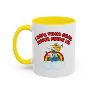 Rainbow Brite kontorsmugg med e-post, humormugg för kaffe, rolig present till vänner, perfekt för kollegor, kaffeälskare